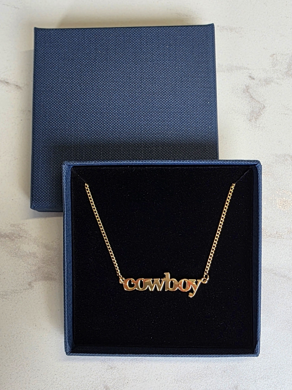 Gold 'cowboy' Script 18" Necklace - Women's Fashion Pendant